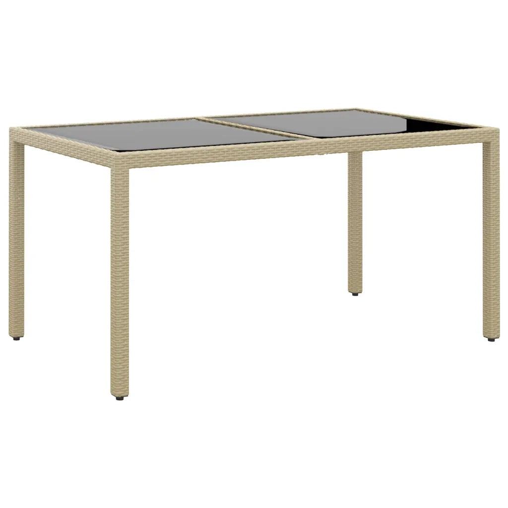 Set da Pranzo Giardino 5 pz Polyrattan e Vetro Temperato Beige 3058420