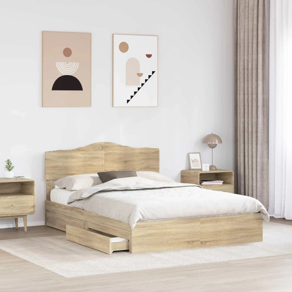 Letto con Contenitore con testiera Rovere Sonoma 140 x 200 cm 3413091