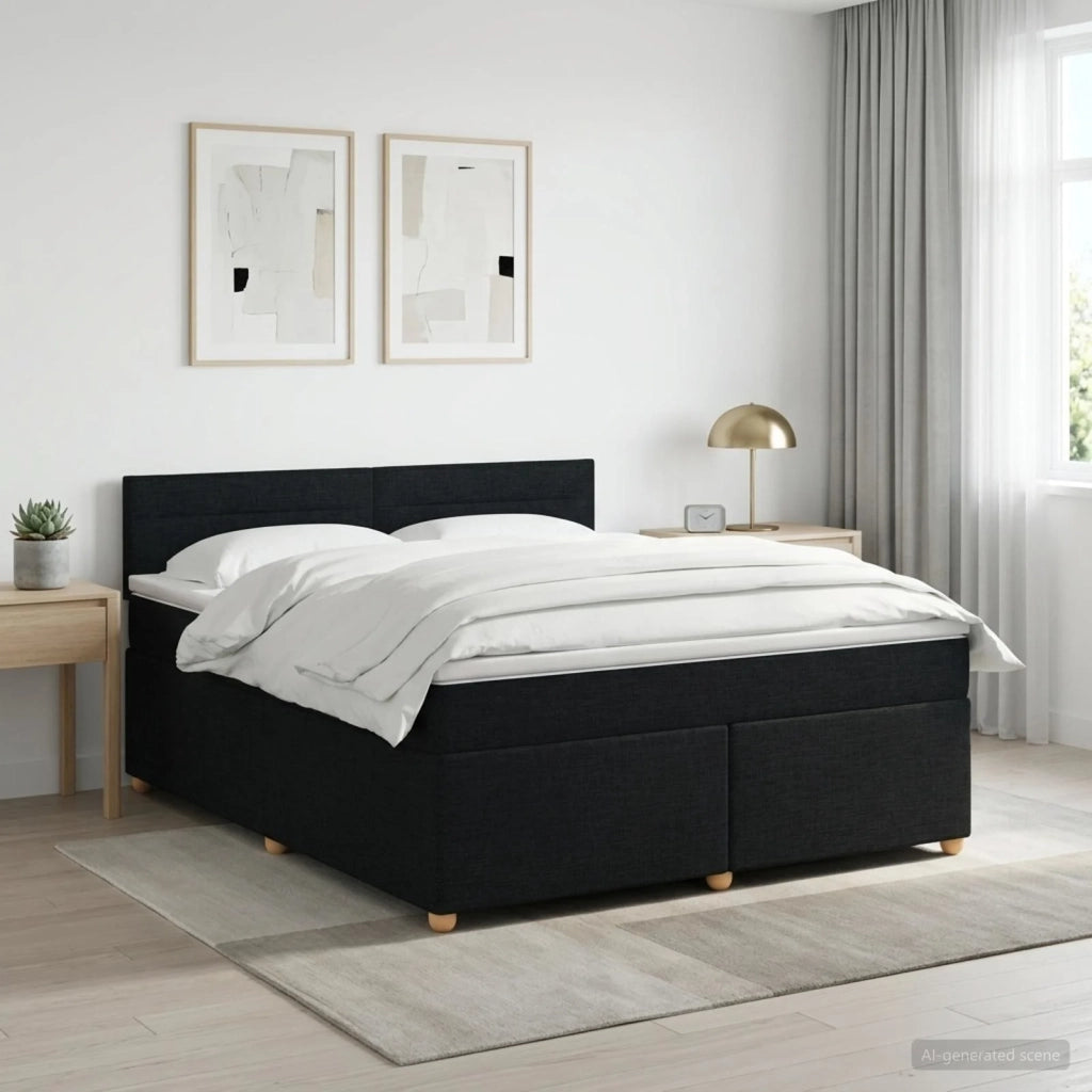 Letto box spring con materasso Nero 140 x 200 cm Tessuto 3450967