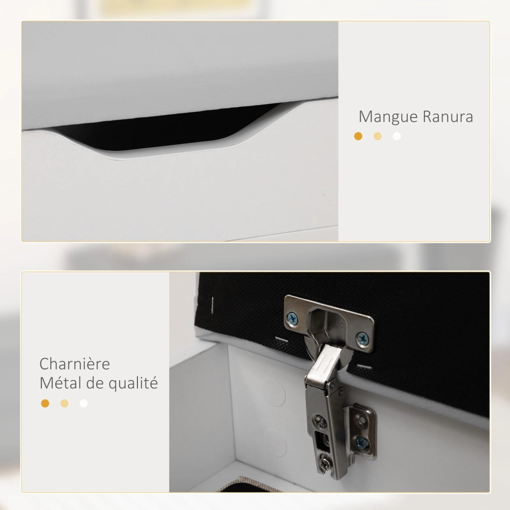 Panca Scarpe 2 Livelli con Cuscino e Ripiano ¨C zephmum ¨C Bianco
