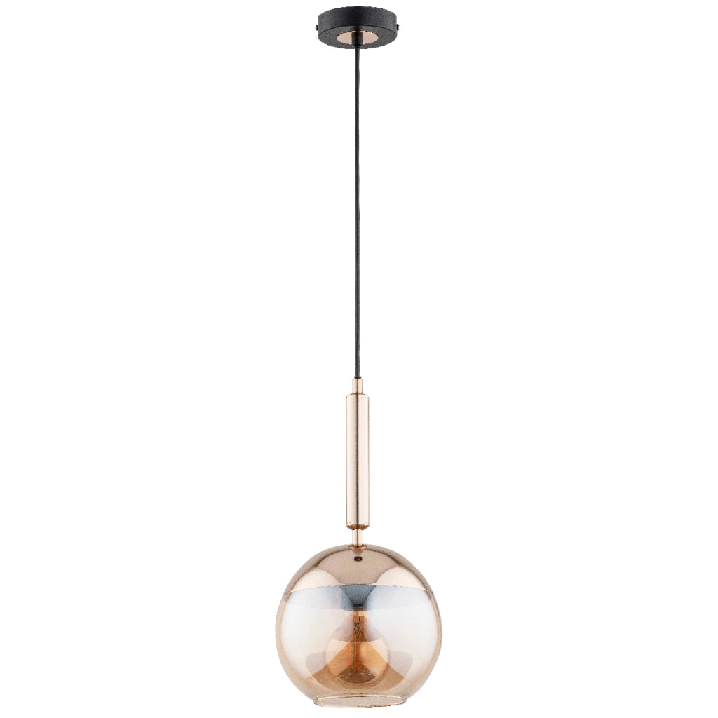 Lampada a sospensione VOLDA oro/nero sfera ambra E27