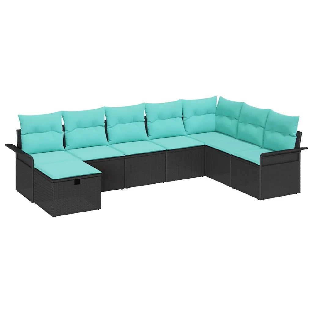 Set Divano da Giardino con cuscino 8 pcs Nero Poly Rattan 3360267