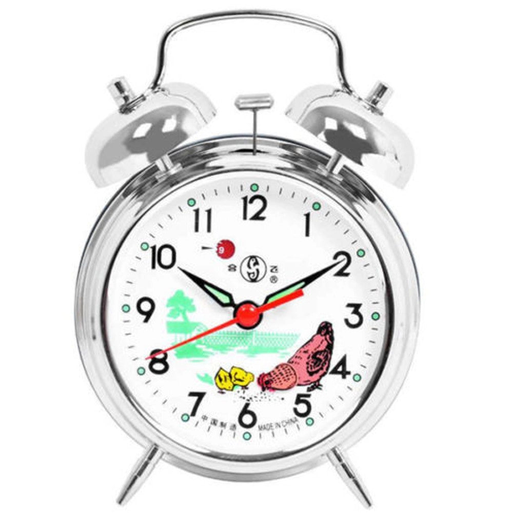 Trade Shop - Orologio Da Tavolo Sveglia Meccanica Carica Manuale Doppia Campana Retrò -