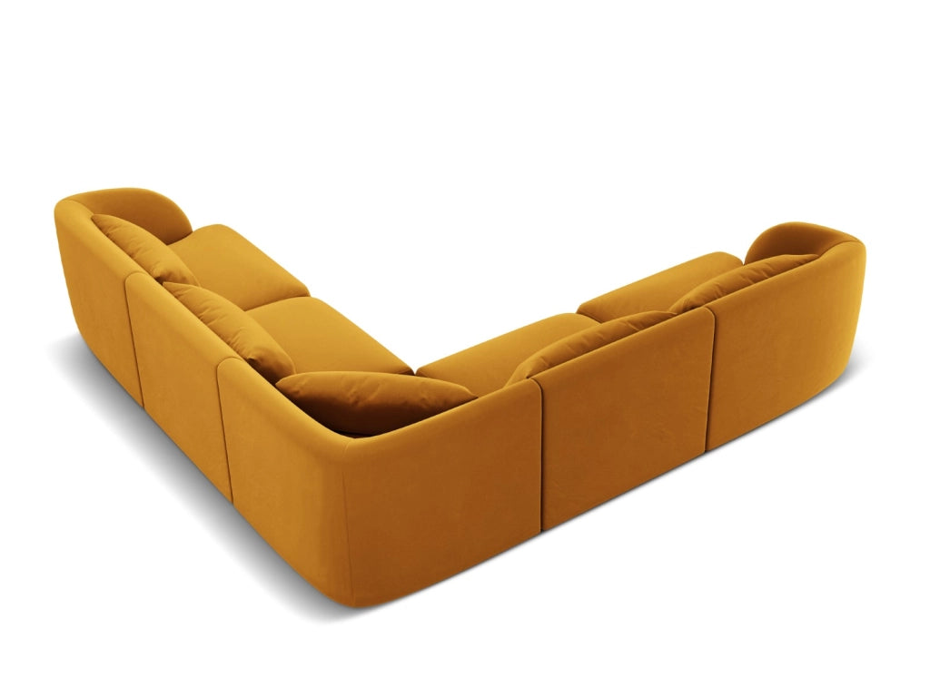 Cosmopolitan Design - Divano angolare reversibile "Tulum" 5 posti in velluto giallo 