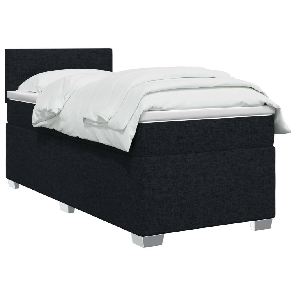 Letto con Box Spring, Materasso e LED Nero 90 x 200 cm Tessuto 3451856