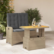 Set da Pranzo da Giardino 2 pz con Cuscini Beige in Polyrattan 3277370