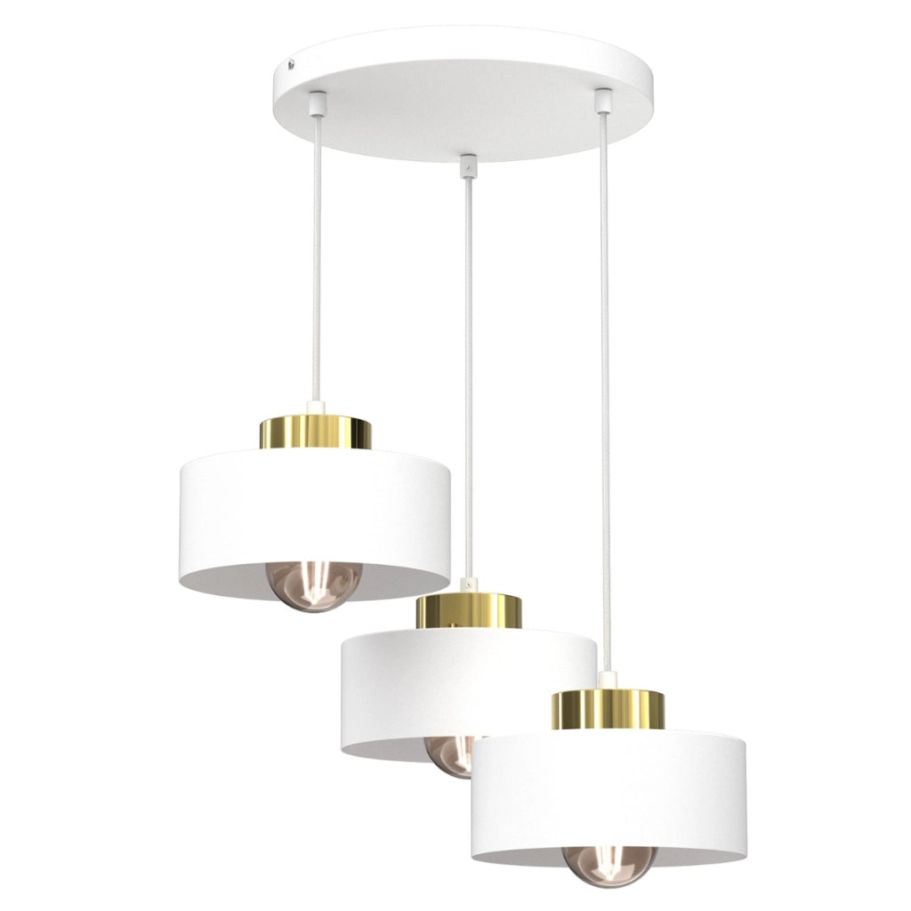 Lampada a sospensione bianca tonda 3 luci E27 Marti Luminex