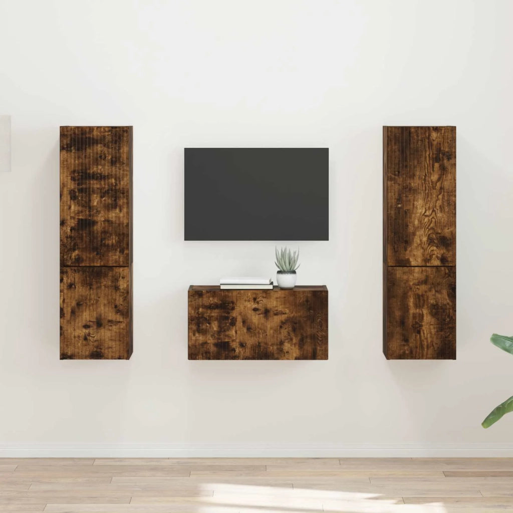 Set mobile TV 5 pz | Armadietto TV | Mobile Porta TV Rovere fum¨¦ Legno multistrato