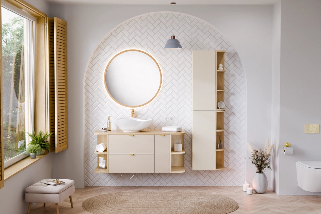 Set mobili bagno 80 cm con piano e mobile cargo Dalia Cashmere 80 cm