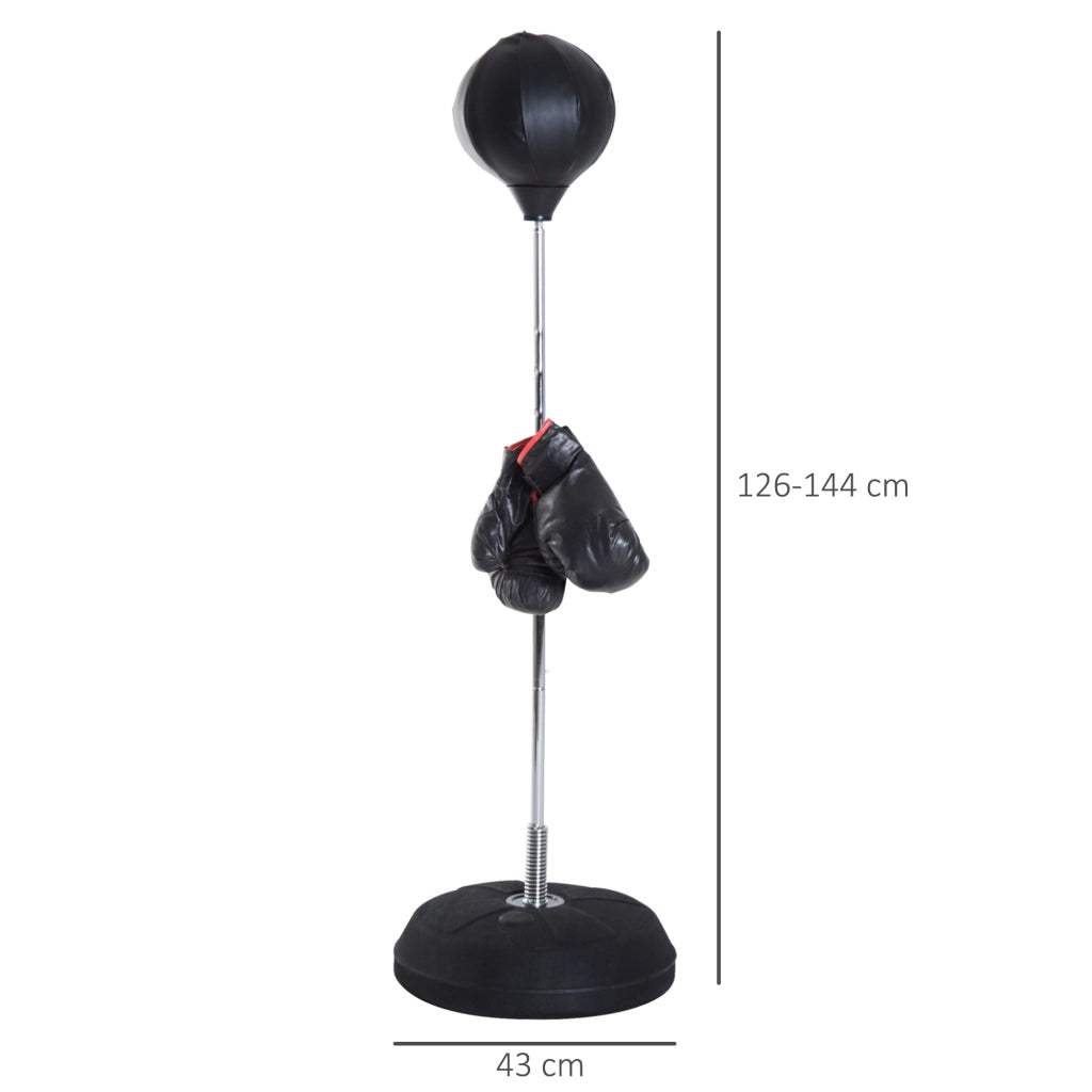 Sacco da Boxe a Terra con Guantoni ¨C Xylo ¨C Altezza Regolabile 126-144 cm Base Riempibile Nero