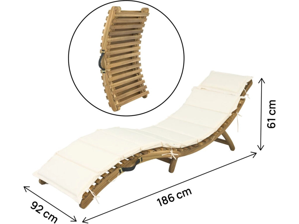 Lettino in legno "Jakarta" con cuscini - Beige