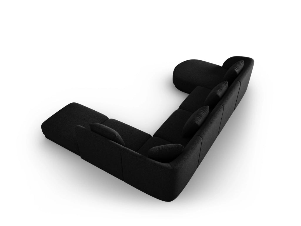 Cosmopolitan Design - Divano panoramico destro "Tulum" 6 posti in ciniglia nero 