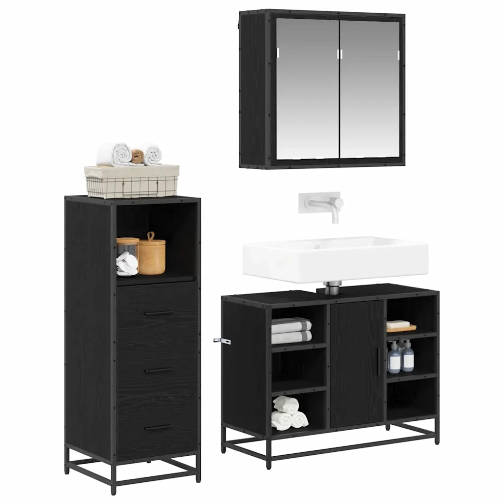 Set di mobili per il Bagno | Armadio da bagno con cassetto 3 pz Legno vecchio