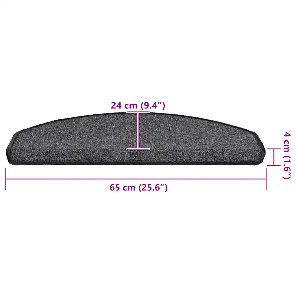 Tappetini per scale 20 pz 65x24x4 cm Antracite Semicircolari Grandi 3365789