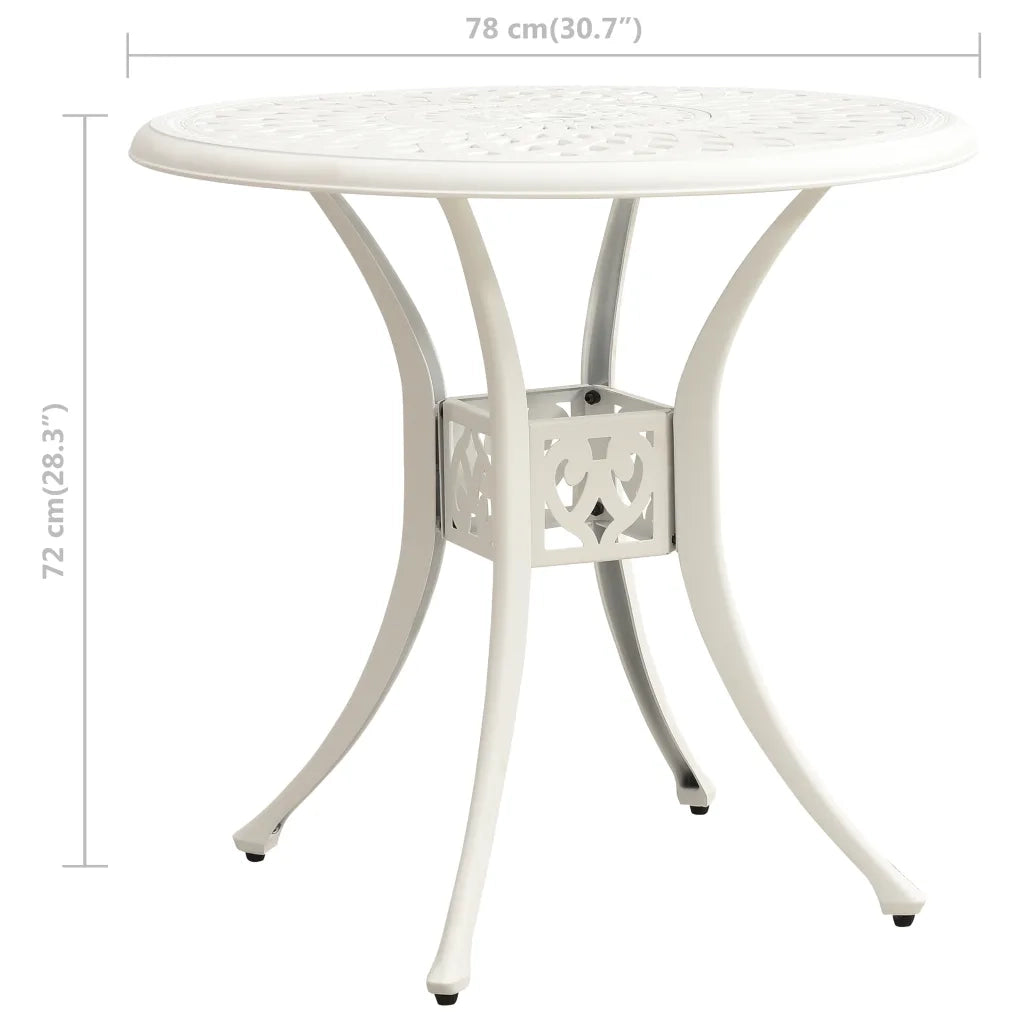 Tavolo da Giardino | Tavolino da esterno Bianco 78x78x72 cm in Alluminio Pressofuso