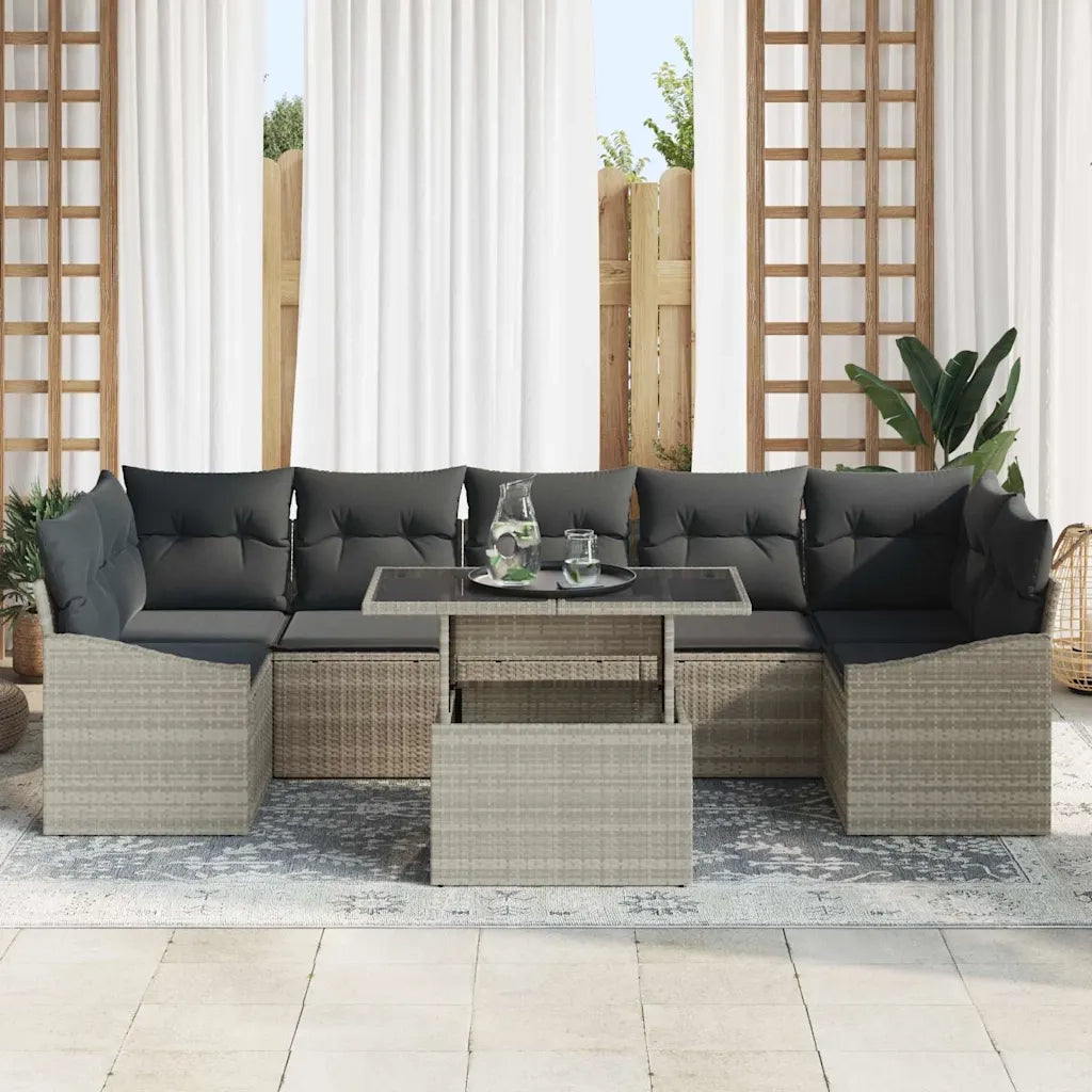Set Divano da Giardino 8 pcs Grigio chiaro polyrattan 3348958