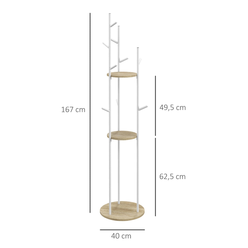 Appendiabiti con ripiani e ganci ¨C Minimal ¨C acciaio bianco 40x167 cm