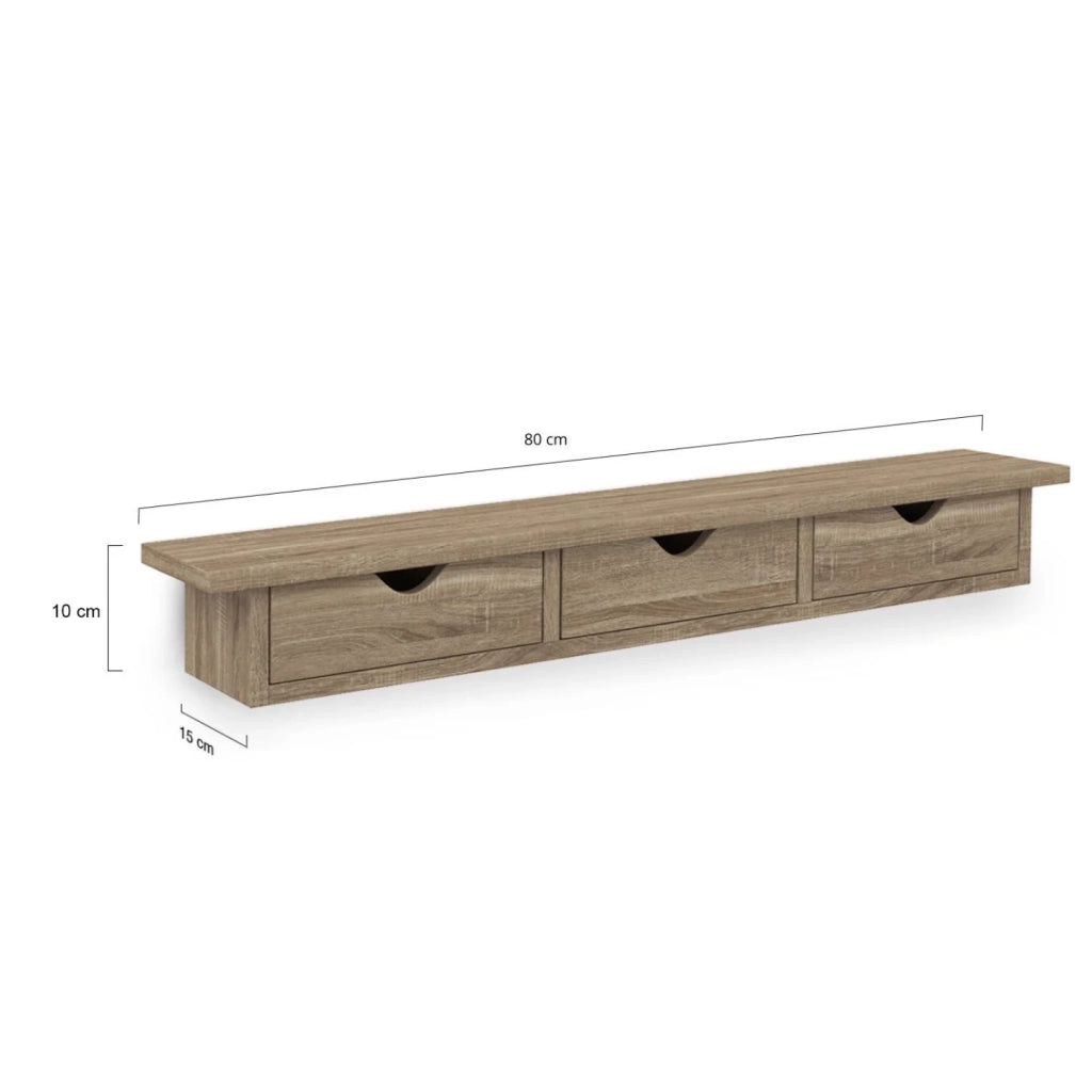 IDMarket - Estantería de pared de haya con 3 cajones LISE