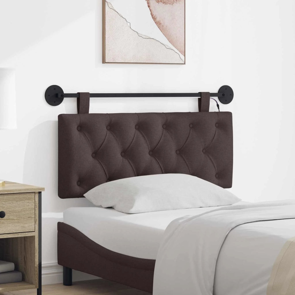 Testiera | Testata sospesa Con luce LED Marrone Scuro Tessuto