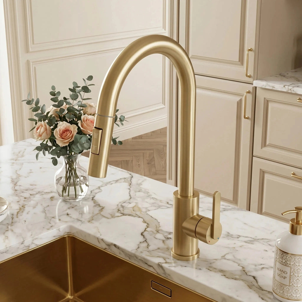 Rubinetto Da Cucina Rea Ontario Brush Gold