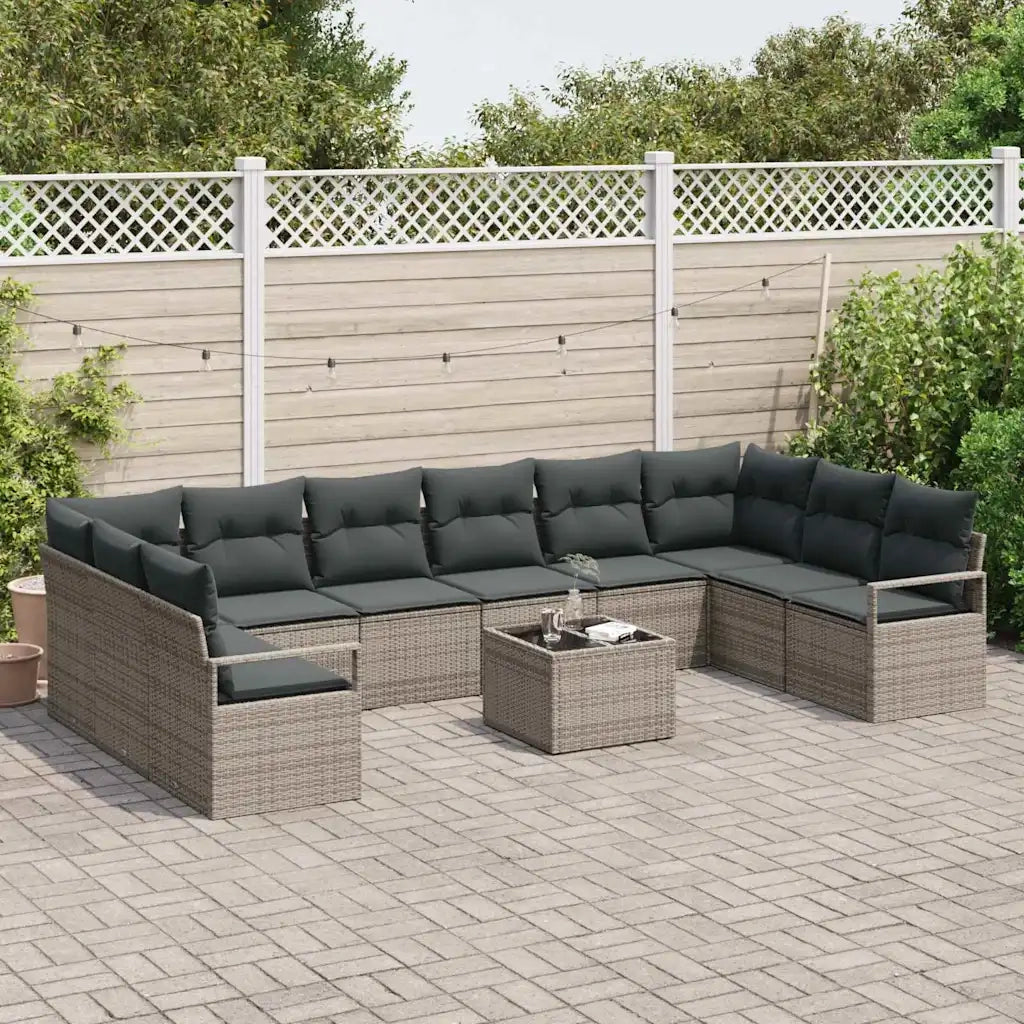 Set di divani con cuscino 11 pcs Grigio polyrattan