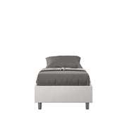 BS COM Letto singolo con rete imbottito 80x210 similpelle bianco