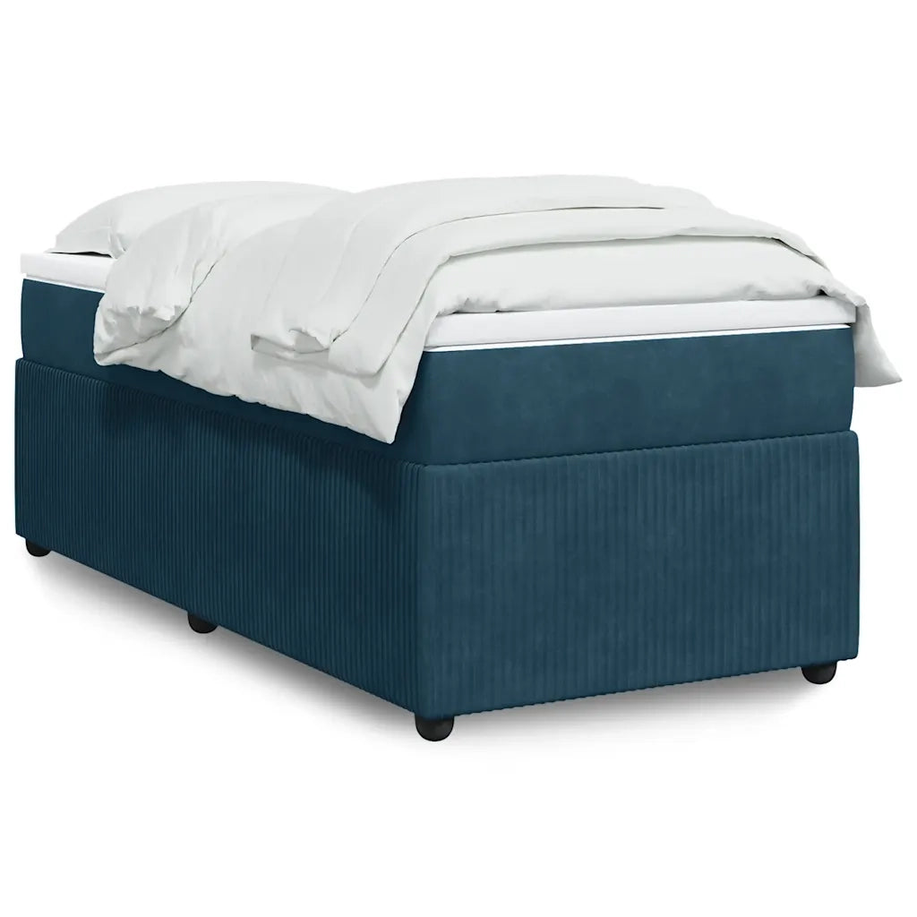 Giroletto a Molle con Materasso Blu Scuro 90x200 cm in Velluto