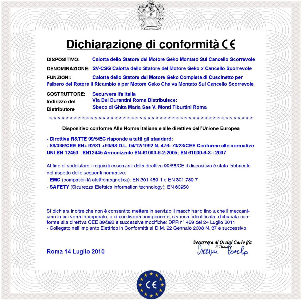 Coperchio Statore Con Cuscinetto di Tenuta Per il Rotore Ricambio del Motore Geko 230 V Montato Sul Cancello Scorrevole Costruito in Fusione di Alluminio Con Invito e 3 Fori di Fissaggio Equidistanti