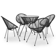 Set da Pranzo per Giardino 5 pz | Set Salotto da Giardino in Rattan PVC Nero