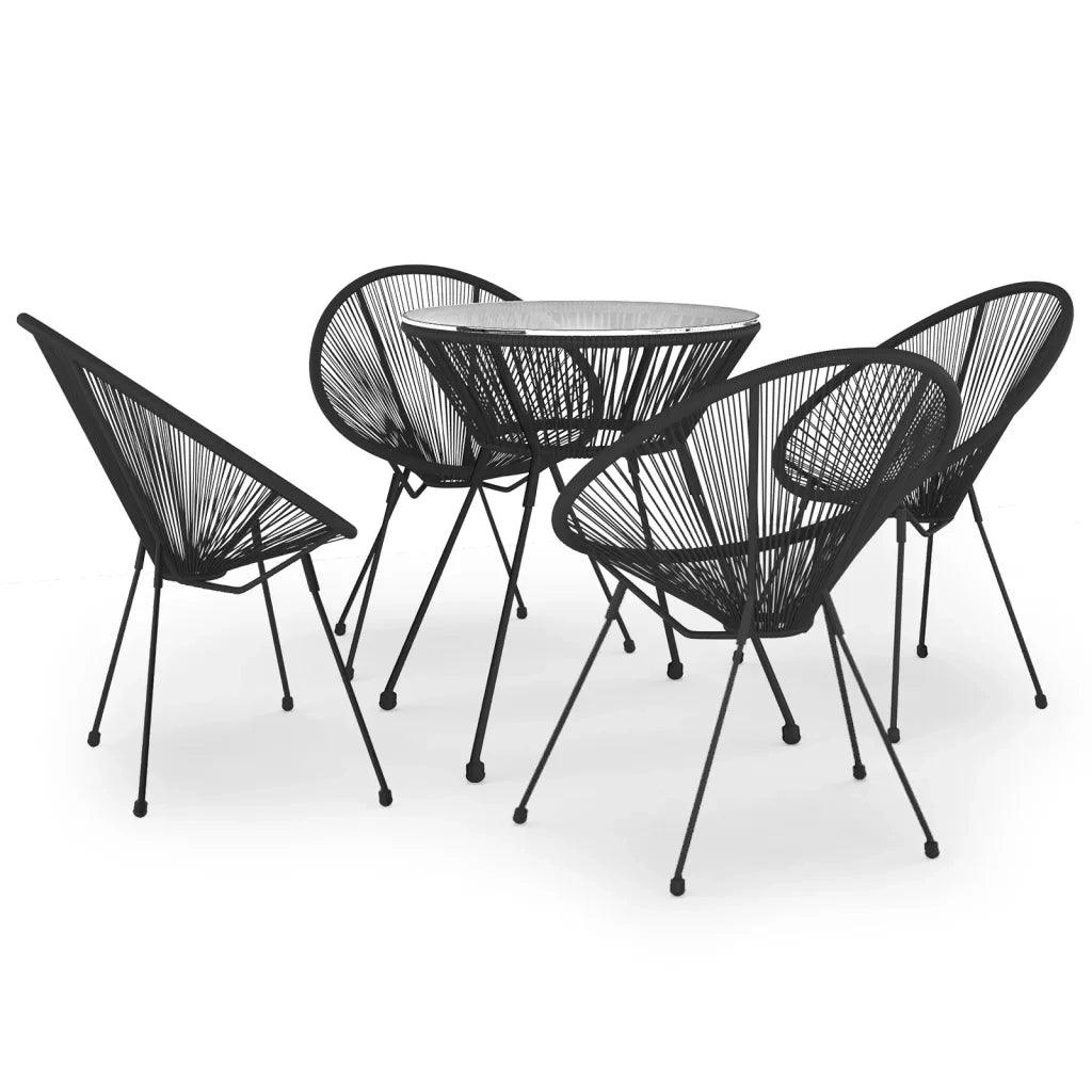 Set da Pranzo per Giardino 5 pz | Set Salotto da Giardino in Rattan PVC Nero