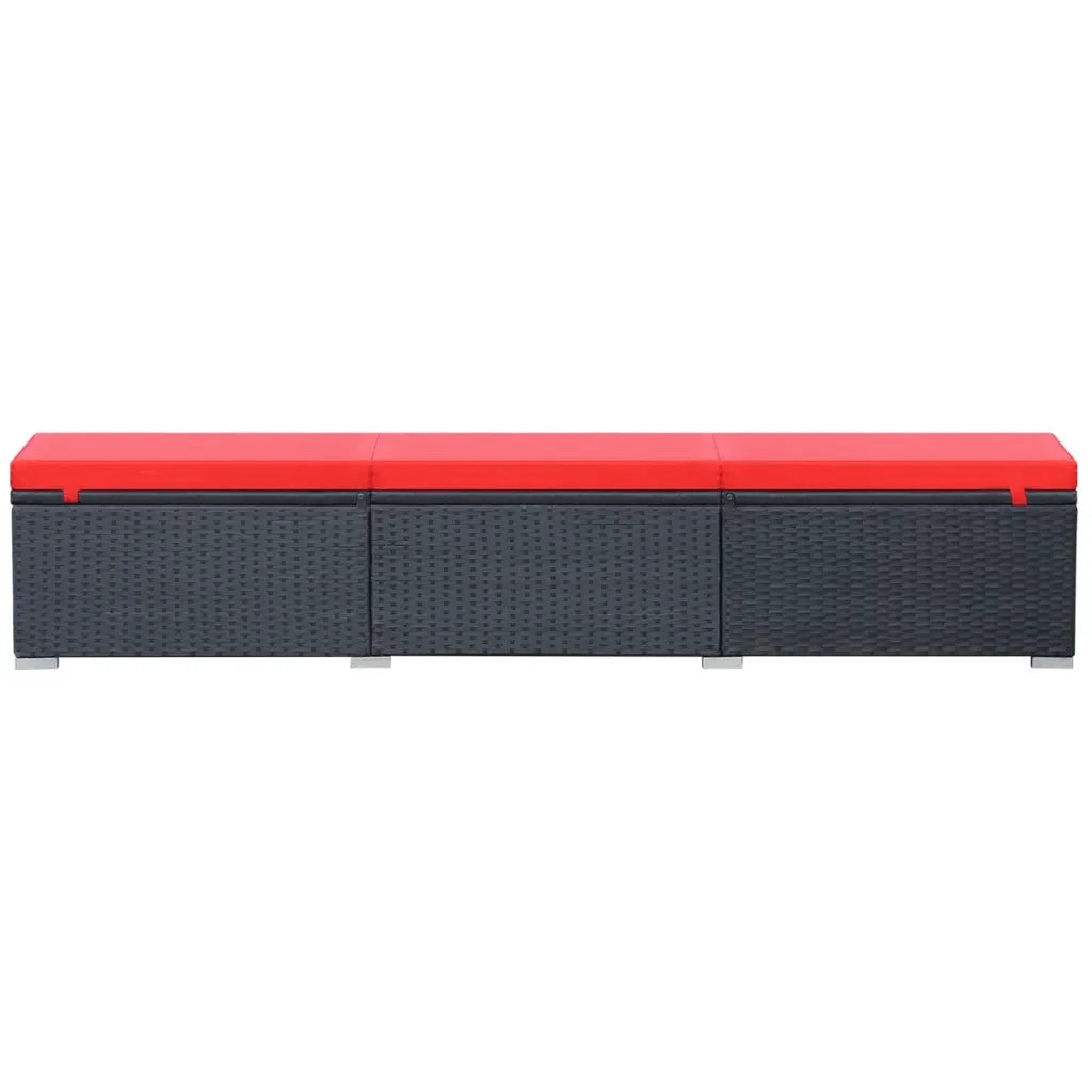 Lettino Prendisole con Cuscino in Polyrattan Nero 44405