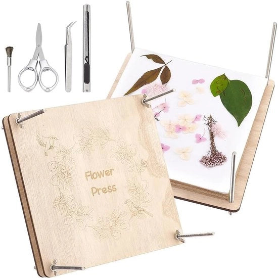 Set completo per fiori 24,6 x 24,6 cm - 8 strati - Piastre in legno - Carta per stampa - Leggero e facile da usare