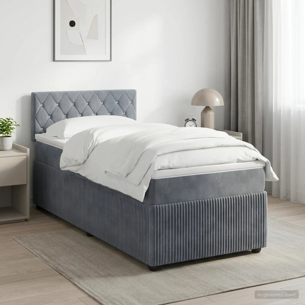 Letto box spring con materasso Grigio Scuro 100 x 200 cm 3451614