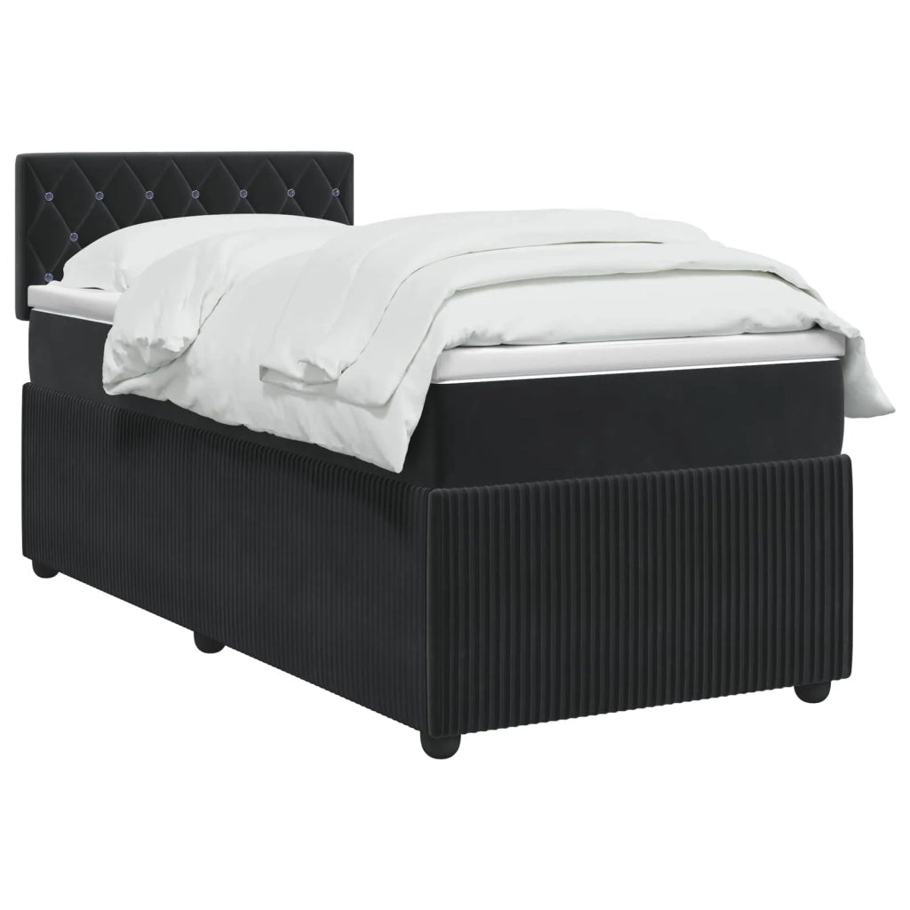 Letto box spring con materasso Nero 90 x 200 cm Velluto 3451597
