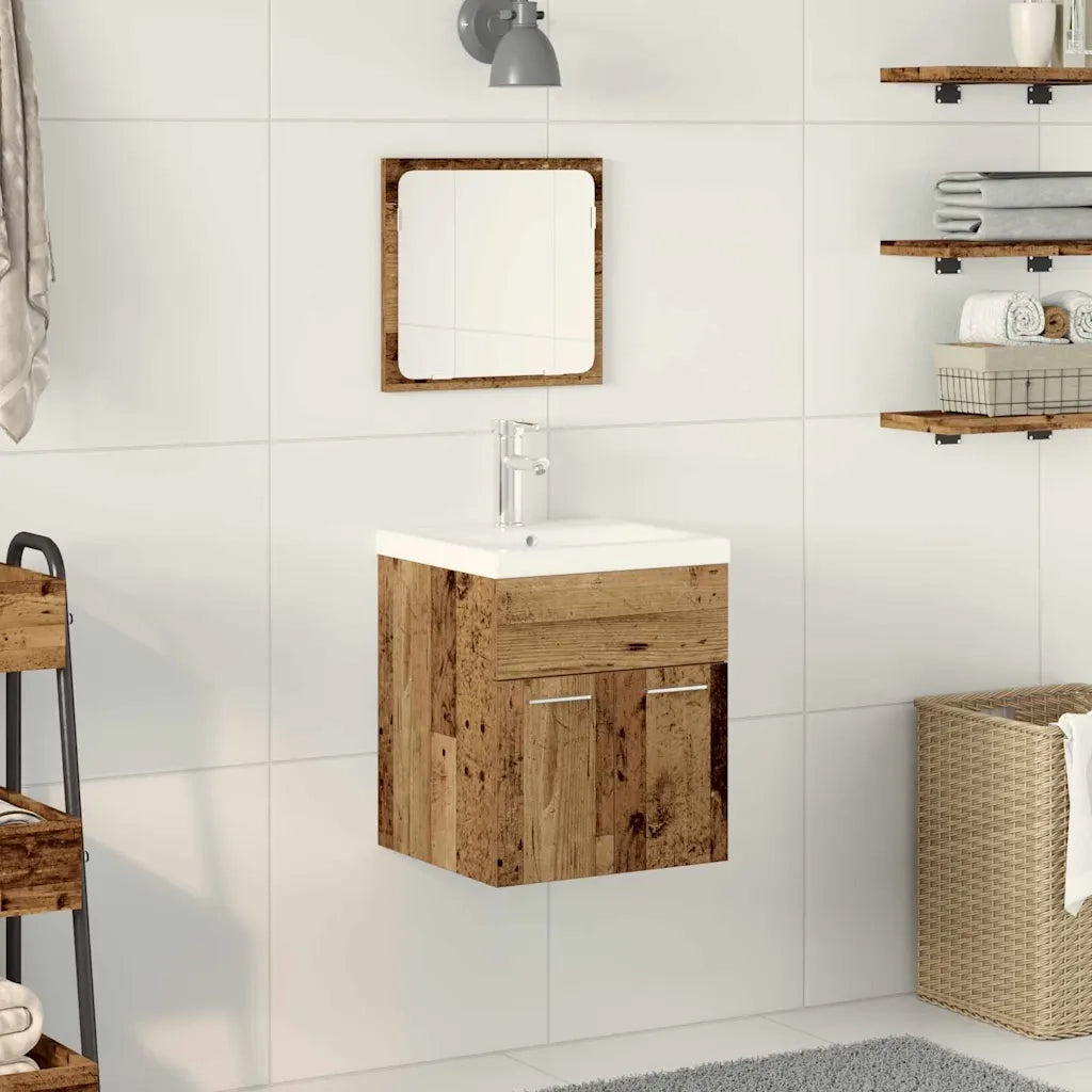 Set di mobili per il bagno con porta 3 pcs Legno vecchio 3332536