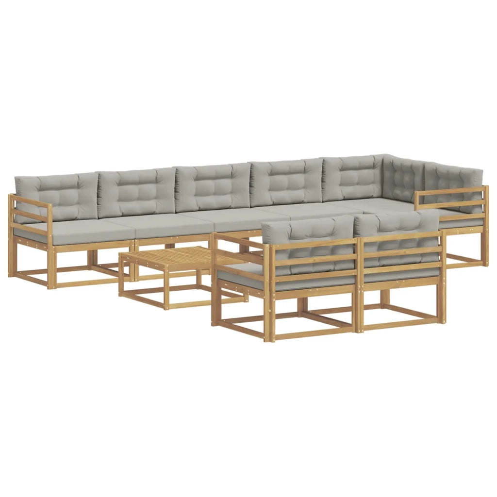 Set di divani da esterno 9 pz Bianco e Grigio Chiaro Poliestere 3386640