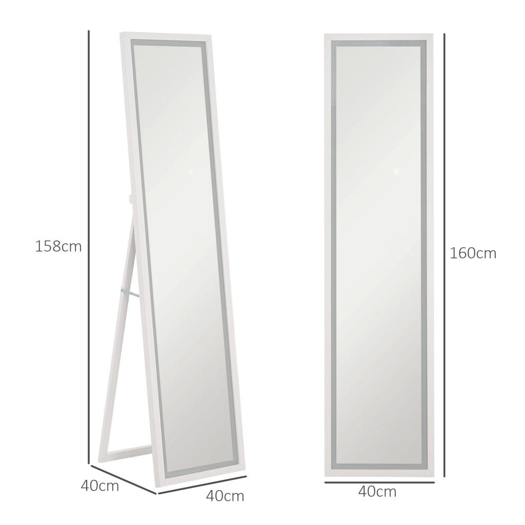 Specchio da Terra LED Regolabile ¨C Minimal ¨C Bianco 40x160 cm