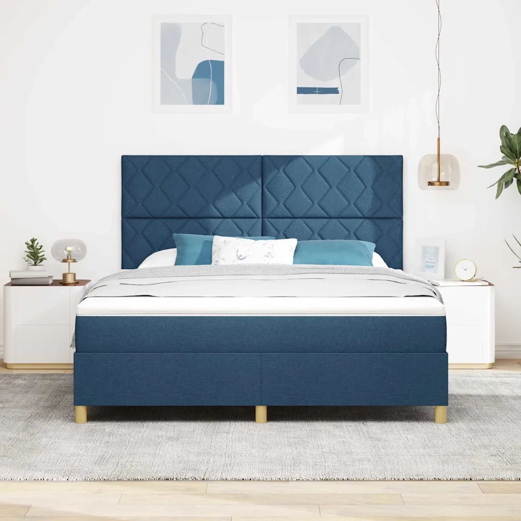 Letto a molle con testiera Blu 180 x 200 cm Tessuto 3339720