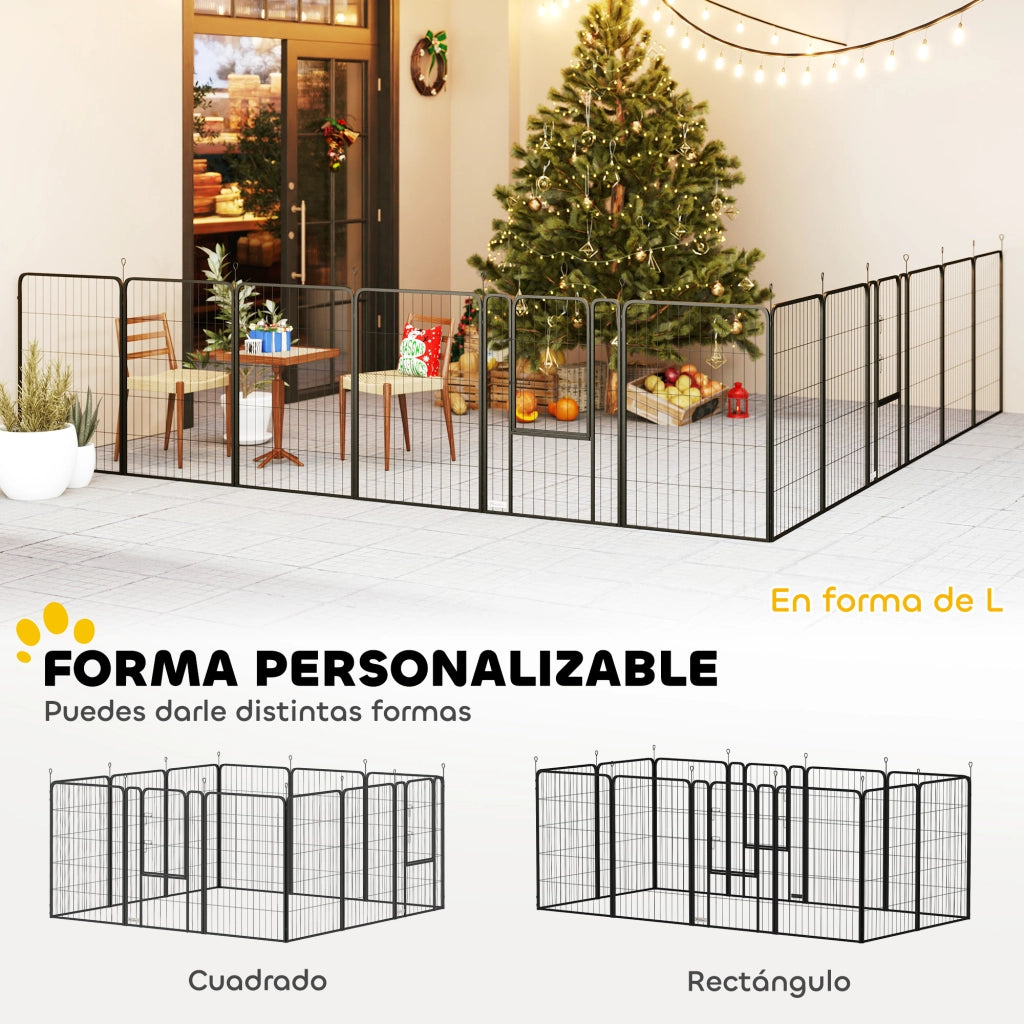 Recinto per Cani 12 Pannelli con Porte ¨C Minimal ¨C Nero 100 cm