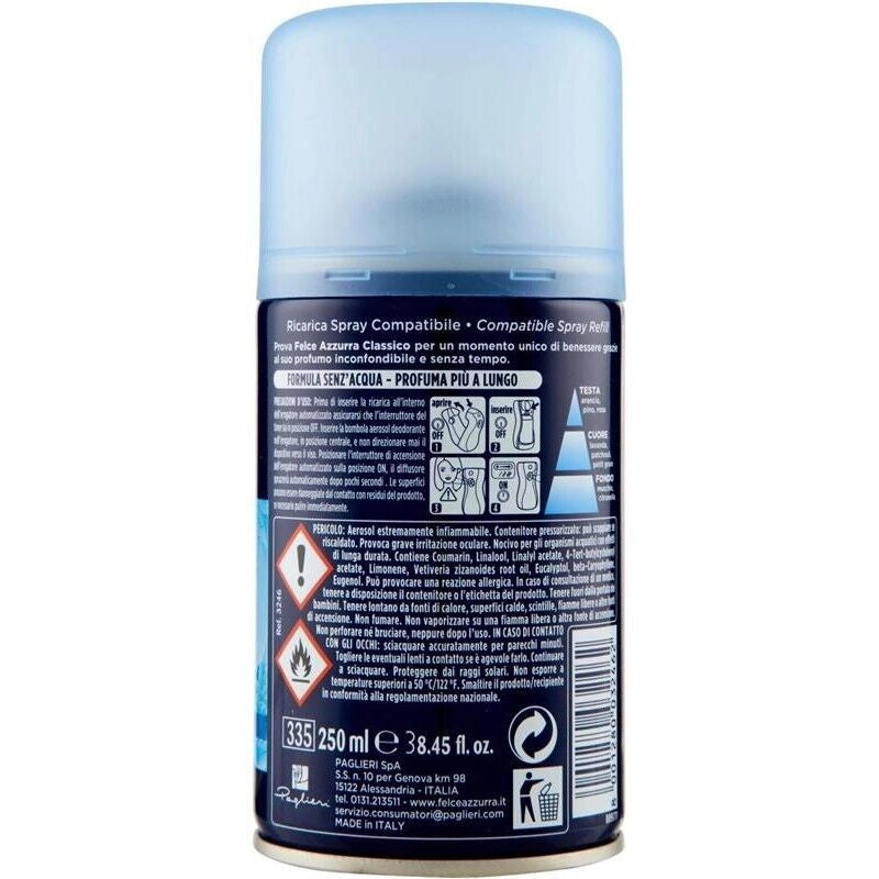 FELCE AZZURRA PROFUMATORE PER AMBIENTE AUTOMATICO RICARICA DA 250 ML FRAGRANZA CLASSICA