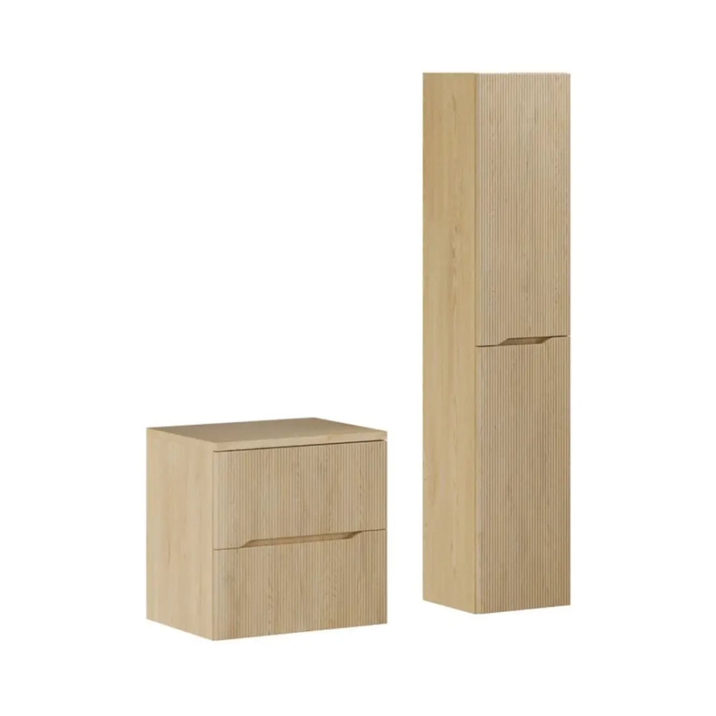 Set da bagno sospeso NATURA 95cm: mobile sotto lavabo 60cm + piano per lavabo + colonna