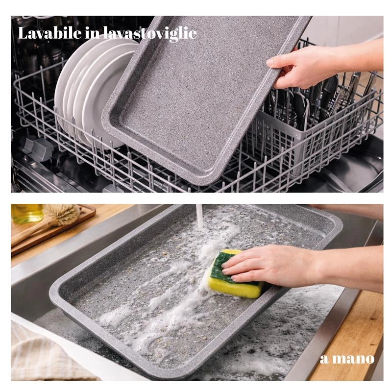 HAPPY STONE TEGLIA RETTANGOLARE BASSA PER PIZZA 40 X 33 X H4 CM