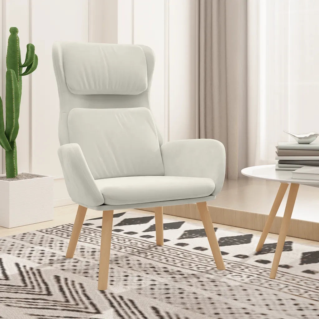 Poltrona | Sedia Relax Bianco Crema Velluto