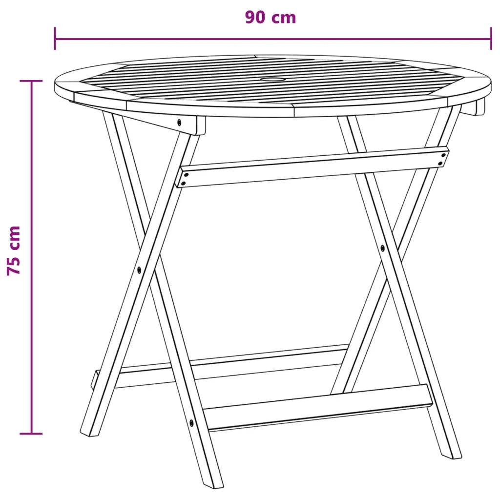 Tavolo da Giardino Pieghevole Marrone Ø 90 x 75 cm 42032421