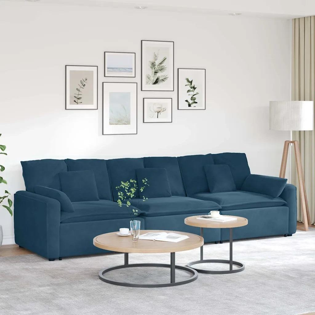 Divano Modulare con Cuscini Blu 3321098