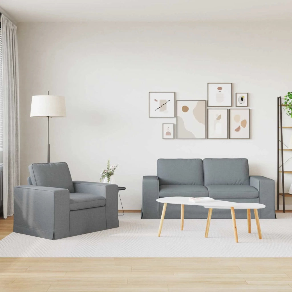 Set di divani 2 pcs Grigio chiaro 182 x 80 x 82 cm Tessuto 3407544