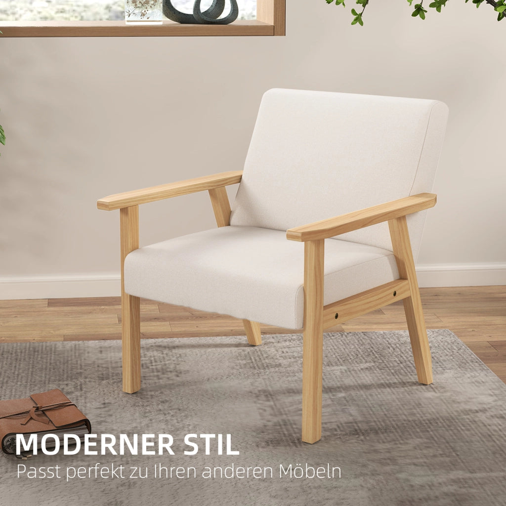 Poltrona in tessuto con braccioli ¨C Minimal ¨C crema 64x70x72