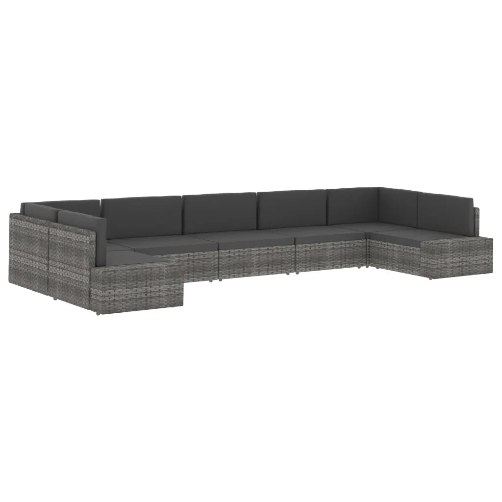 Divano ad Angolo Modulare in Polyrattan Grigio 49521