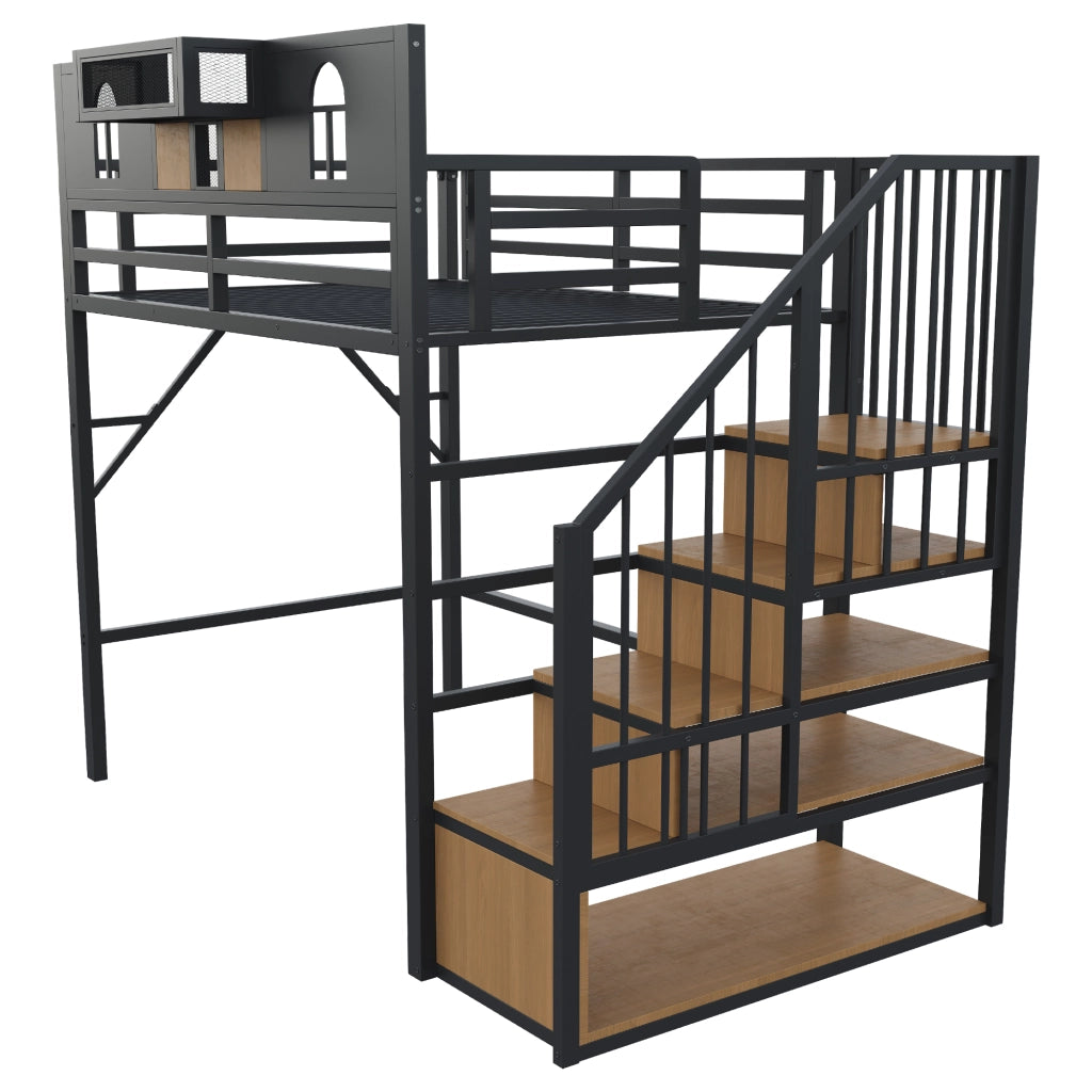 LETTO a soppalco 90x200 cm in metallo nero