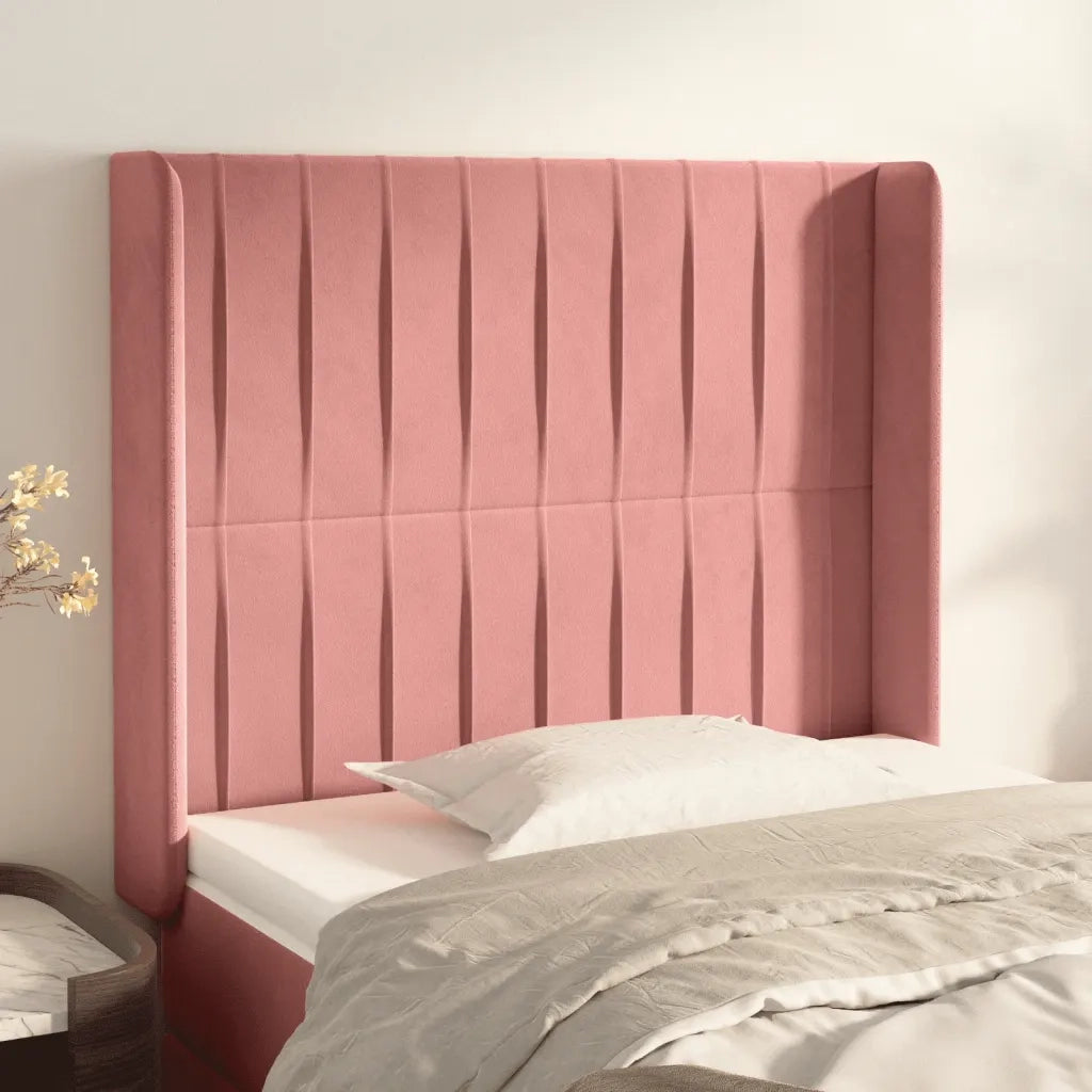 Testiera | Testata ad Orecchio Nera 103x16x118/128 cm in Velluto